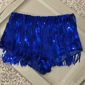 —Blue Nasty Gal Tassel Sequin Shorts - Size 2